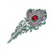 Brosa din argint cu pietre verzi, martisor argint, cadou martie, cadou martisor femei, dama, argint 925 rodiat, argintiu, 4,65 gr