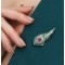 Brosa din argint cu pietre verzi, martisor argint, cadou martie, cadou martisor femei, dama, argint 925 rodiat, argintiu, 4,65 gr