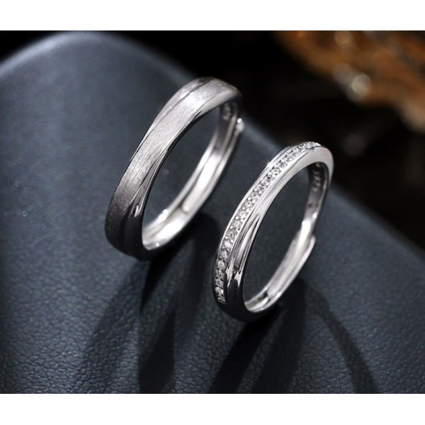 Set verighete argint – inele argint reglabile pentru cuplu, nuntă & logodnă, 4,03 gr