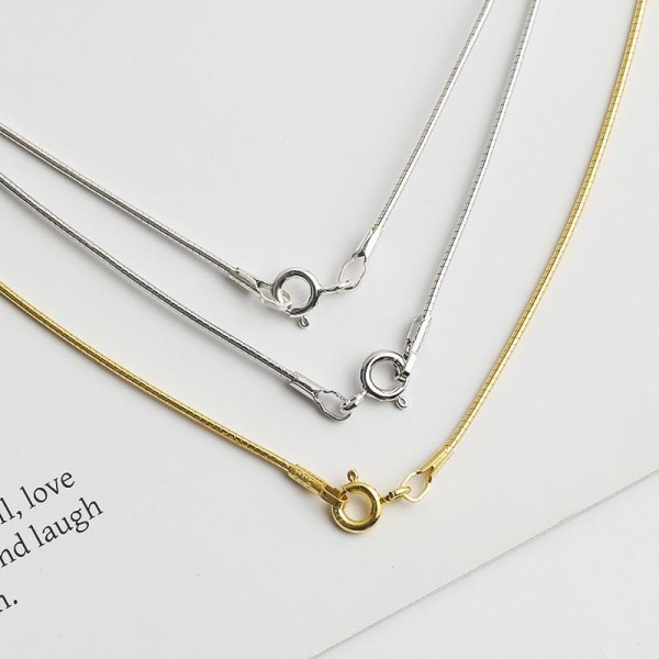 Lănțișor Flexibil Tip Colan din Argint Rodiat sau Argint Placat cu Aur Galben – Colier Minimalist Elegant pentru Femei, 40 cm, 2,76 gr